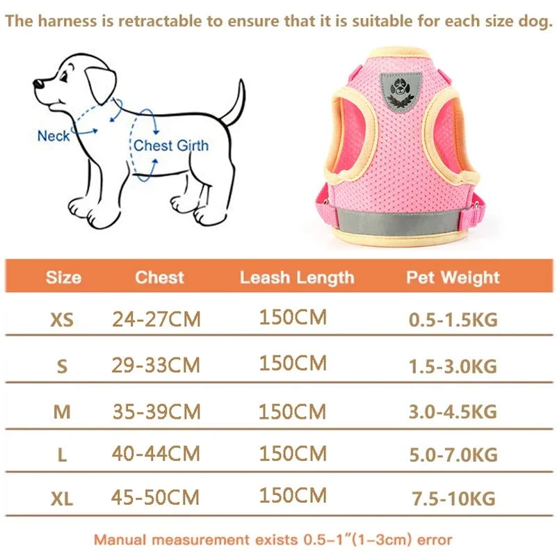 Dog Harness Vest Set for Small Medium Dog Harness Leash Puppy Cat Reflective Chest Strap Chihuahua Yorkies Walking Lead Leash pet harness leash set pet harness set pet leash set
