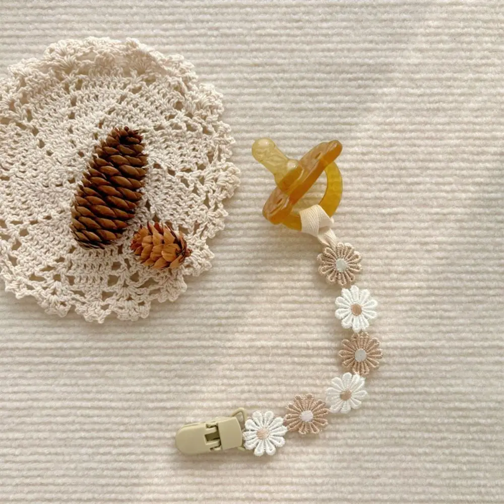 Colorful Daisy Baby Pacifier Chain Flower Adjustable Soother Holder Dummy Clips Teether Toys Straps Nipple Holder Clips Baby