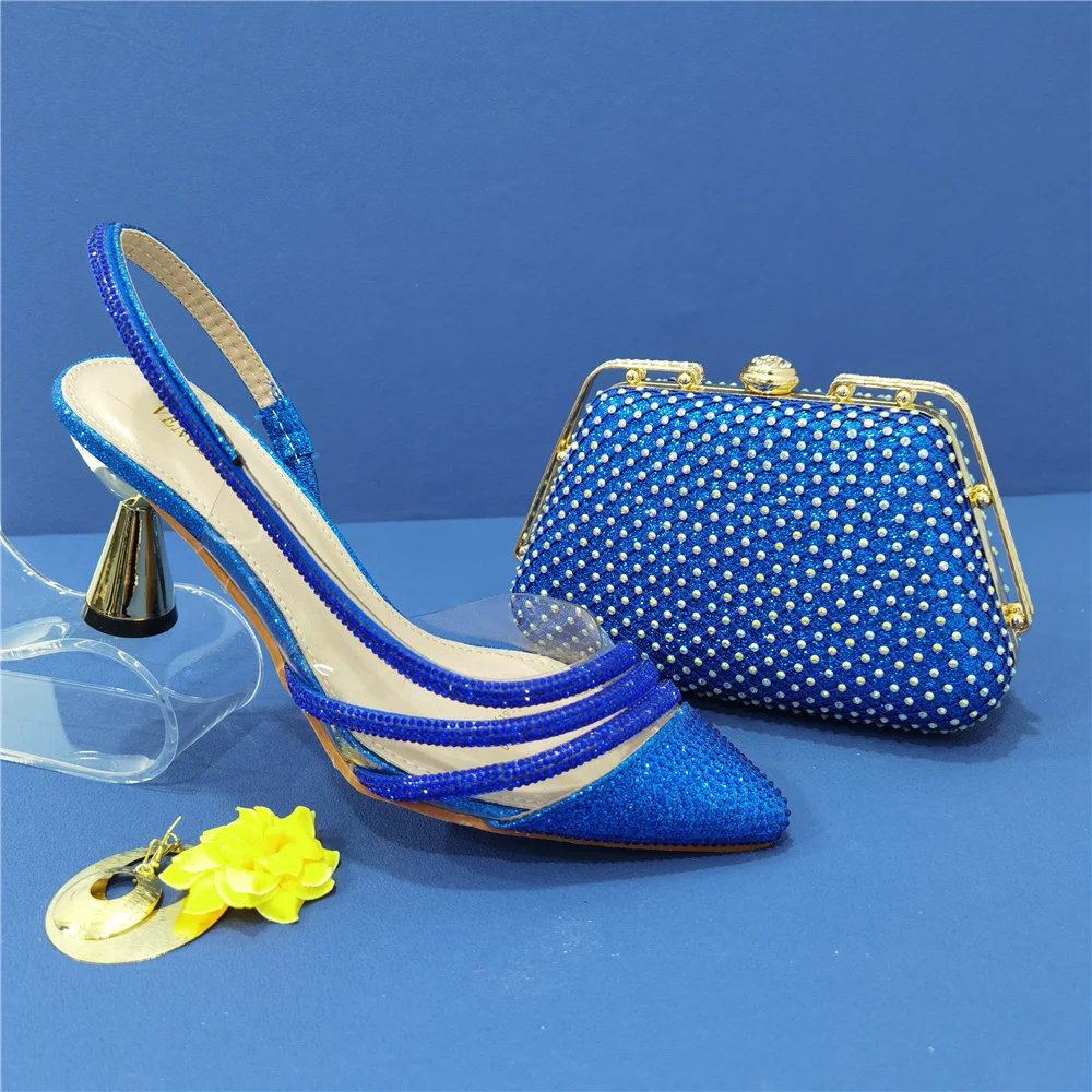 Blue Color Comfortable Streamline Pointed Stiletto Noble Ladies