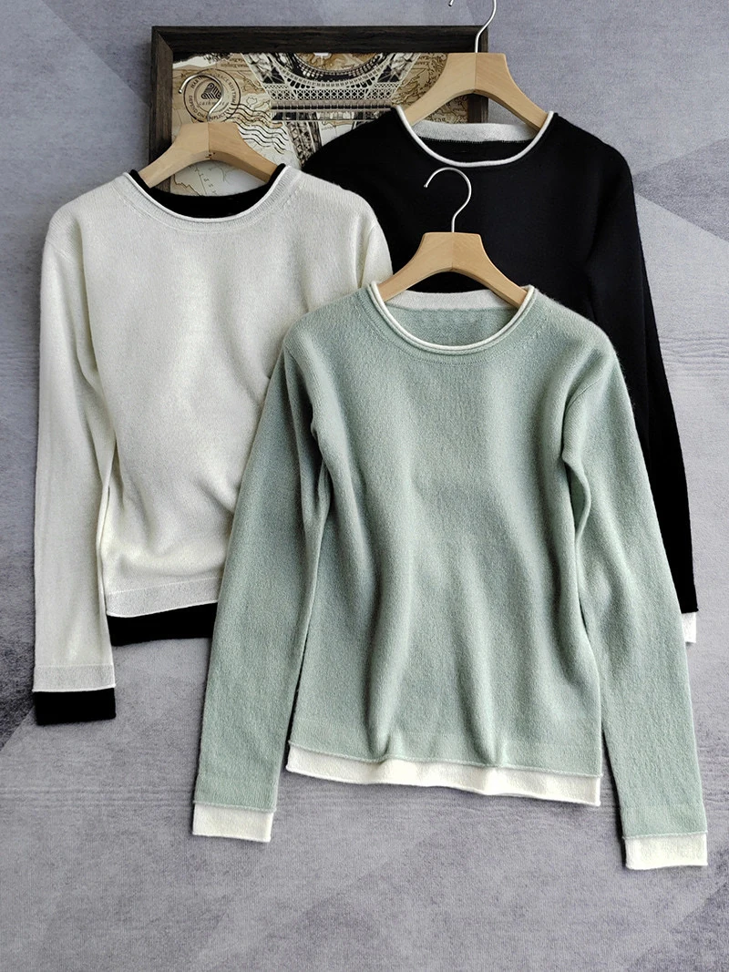 

Mid season casual cashmere long sleeve sweater