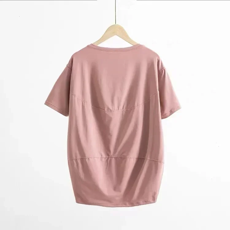 

Lulu Women Yoga Short Sleeve Back In Action Summer Loose Sport Shirts Clothing Gym Wear Workout Short Sleeve T-shirt Sportswear