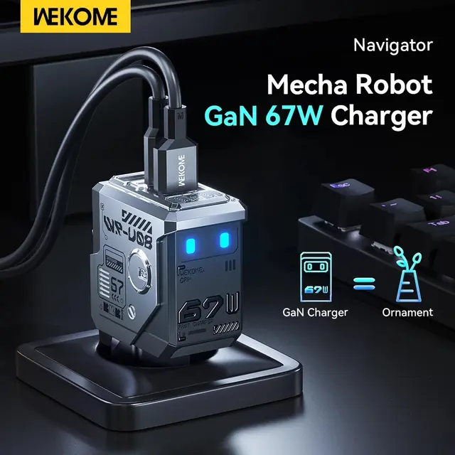 WEKOME-Robot cargador rápido GaN tipo C, carga rápida QC4.0 PD3.0 PPS, Cargador USB rápido para iPhone, Samsung, Xiaomi, tabletas, Macbook, 67W