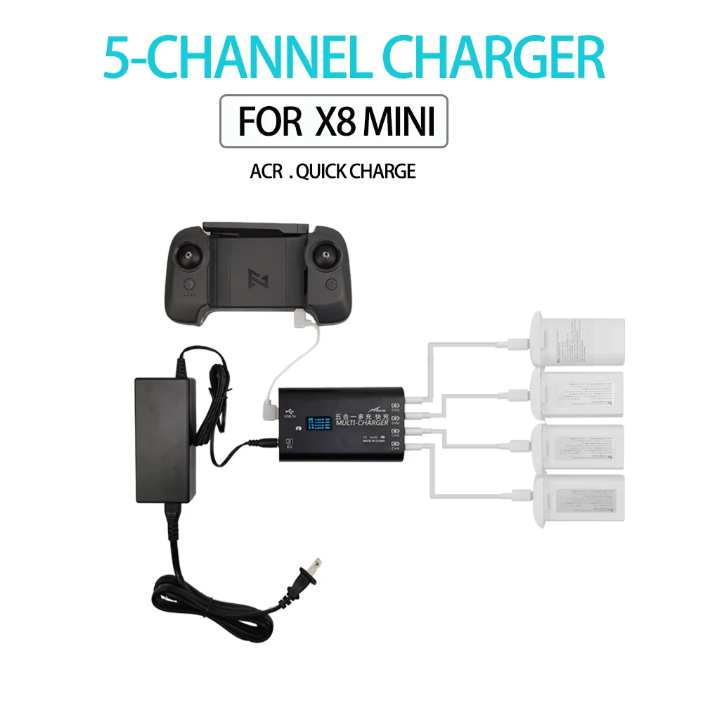

FIMI X8 mini 5 in1 Charger Adapter Battery Controller Charger Fast Battery Charging Hub Car Charger for FIMI X8 mini pro