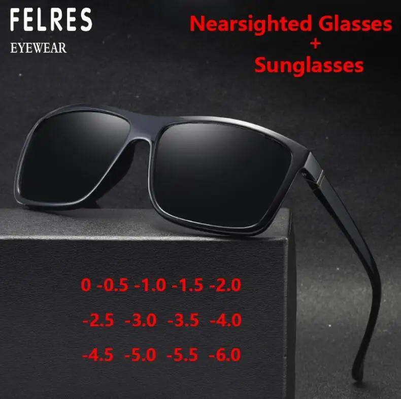 Men Myopia Glasses Square Frame - Prescription Sunglasses With UV Protection