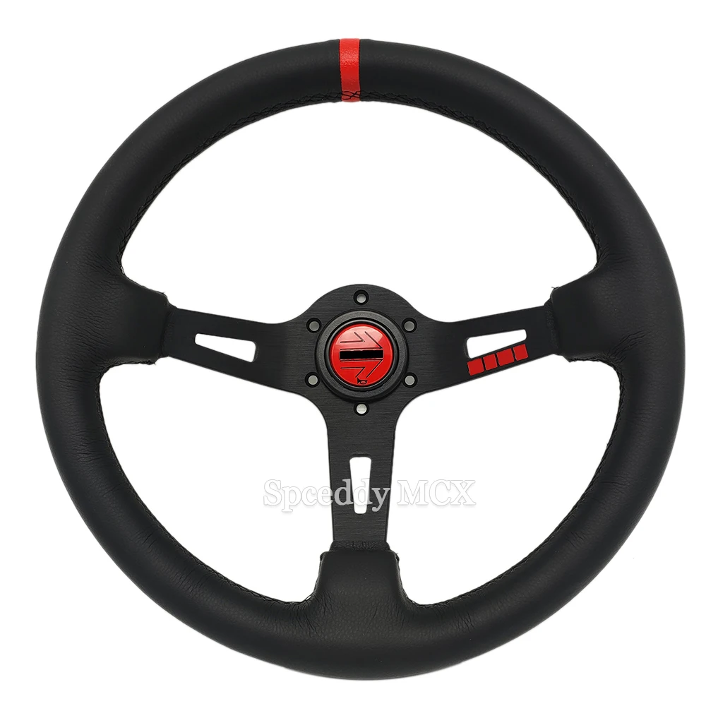 

Mo Leather Racing Drift Steering Wheel 13inch 330mm Universal Game Deep Dish Steering Wheel 6holes 70mm Red Silver Black Yellow