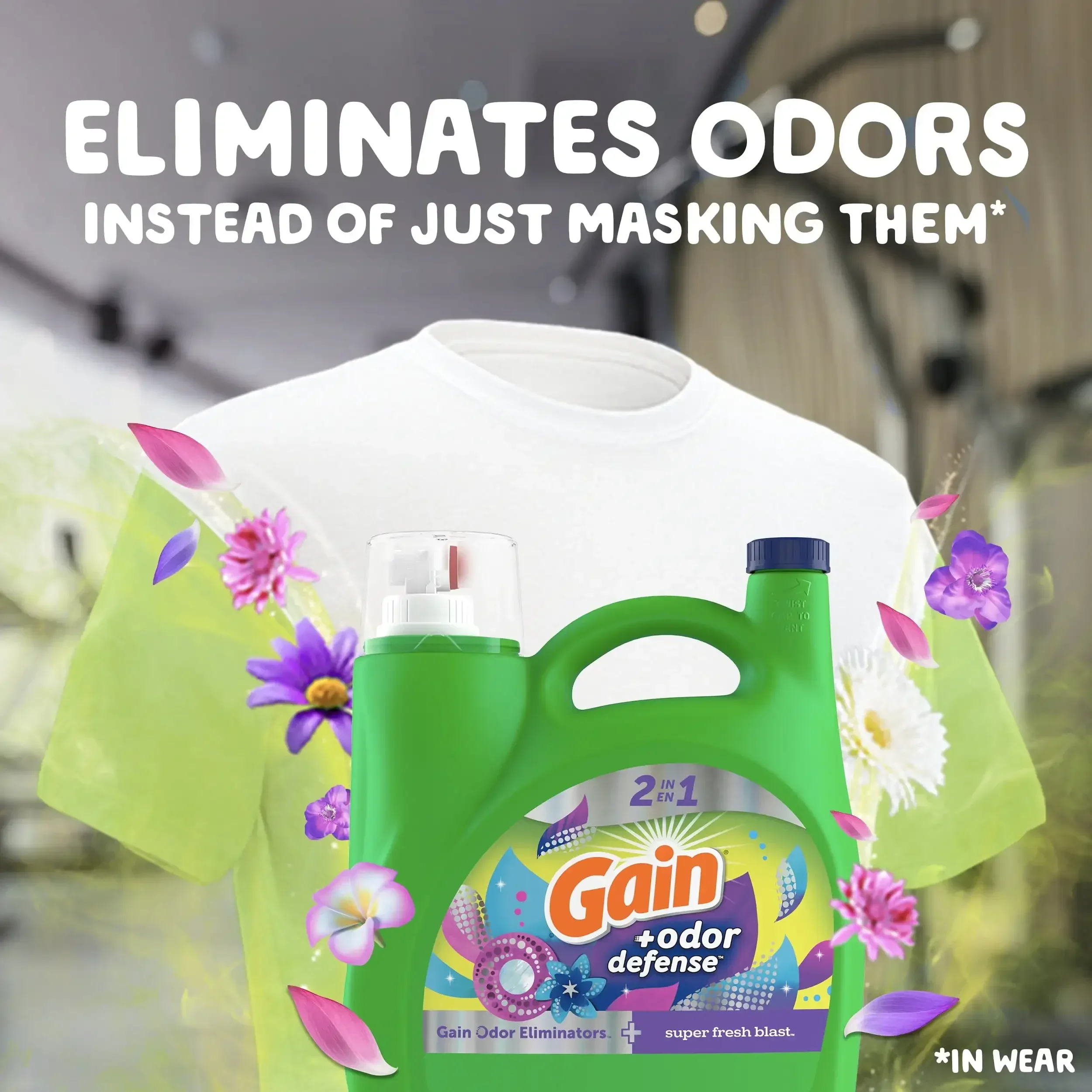 Odor Defense Liquid Laundry Detergent Super Fresh Blast Scent Loads Safe To Use on All Fabric Types