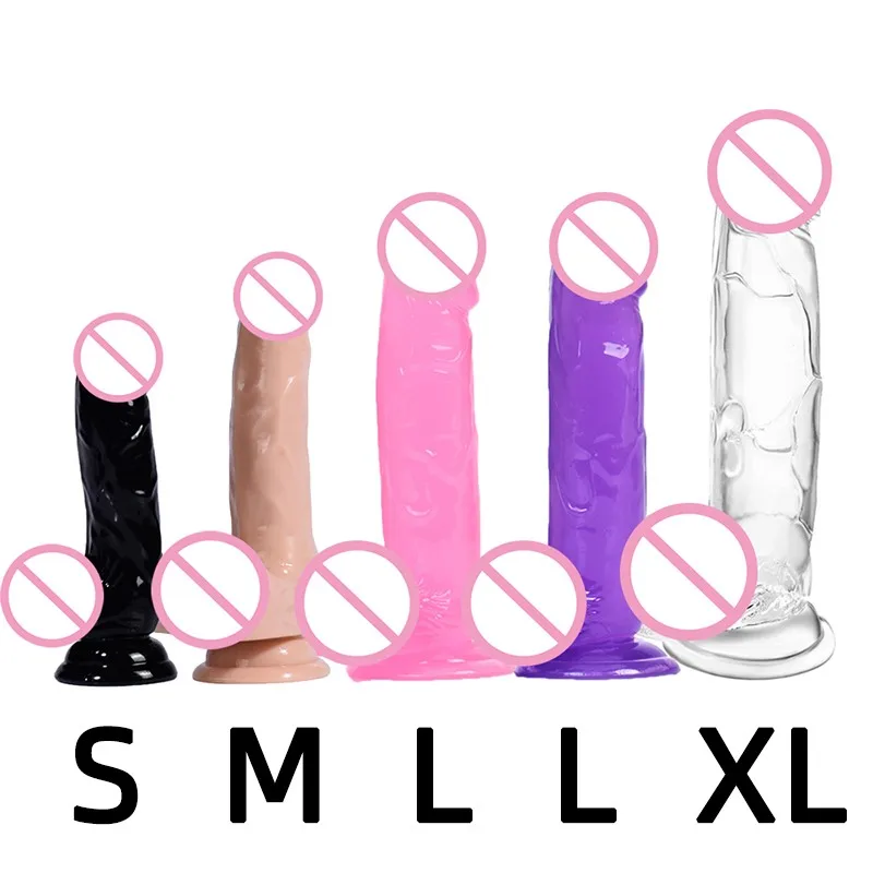 4 Size 5 Color Realistic Dildo Masturbate Soft Jelly Big Dildos With Suction Cup Adult Vibrator Anal Plug Trainner Crystal Penis