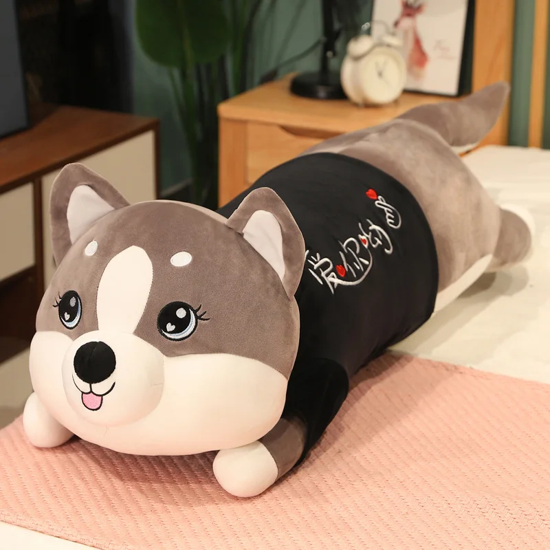 thumbnail image 1 of Peluche de peluche para perro de vestidor, almohada larga de peluche suave Husky de 70-130cm, muñeco de Animal de dibujos animados, cojín para dormir, decoración del hogar para niños, regalo, 1 of 4