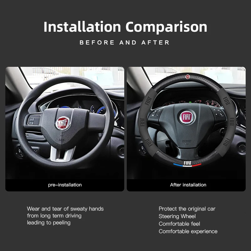 Premium Fiat Steering Wheel Cover - Stylish Car Interior Accessory