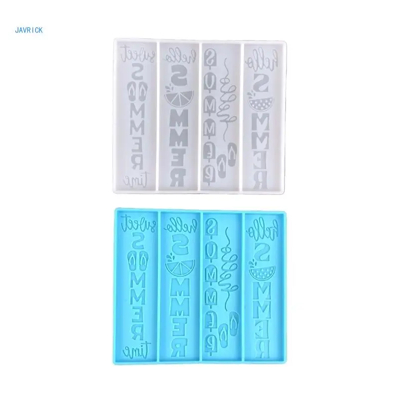 Rectangle Silicone Mold with Hole DIY Making Epoxy Resin Jewelry DIY Craft Mould Summer Letter Keychain Molds