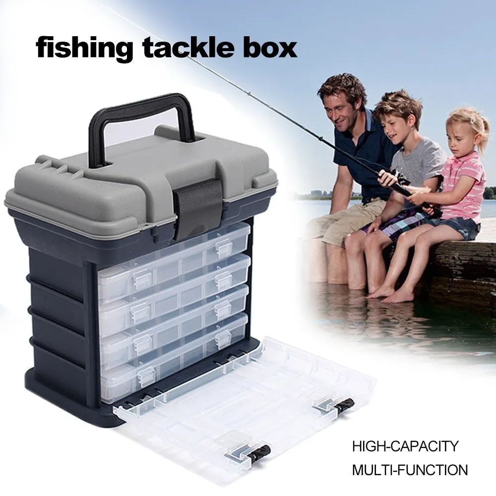 4 Layers Fishing Tackle Box Portable Handheld Large Capacity High-strength  Lure Tool Box with Handle 