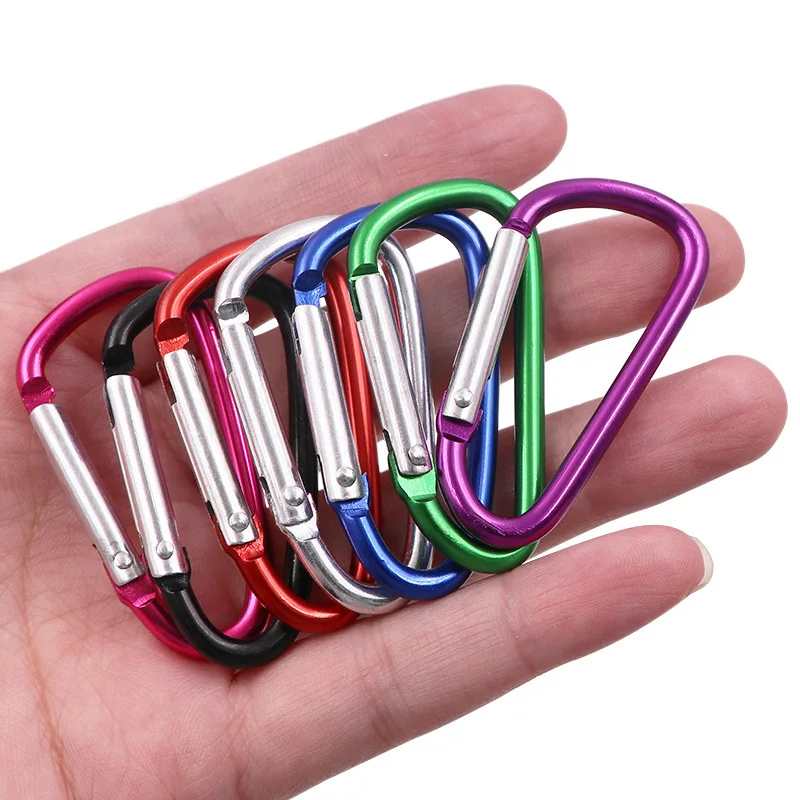 

100PCS/Lot Colorful Aluminium Alloy Climbing Buckle Outdoor Camping Hiking Tools Random Keychain Carabiner Safety Buckle Hook