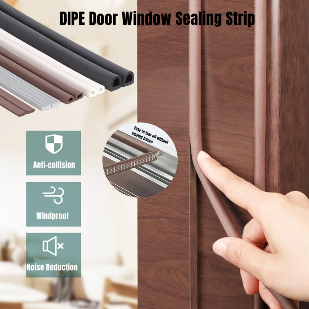 Self-adhesive DIPE Door And Window Sealing Strip Soundproof Dustproof Foam Tape Anti-Collision Rubber Weather Striping 20M/10M