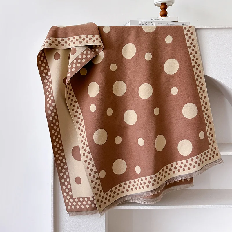 2024 Designer Cashmere Scarf Women Winter Shawl And Wraps Dot Thick Blanket Ladies Long Pashmina Echarpe Neckerchief Bufanda