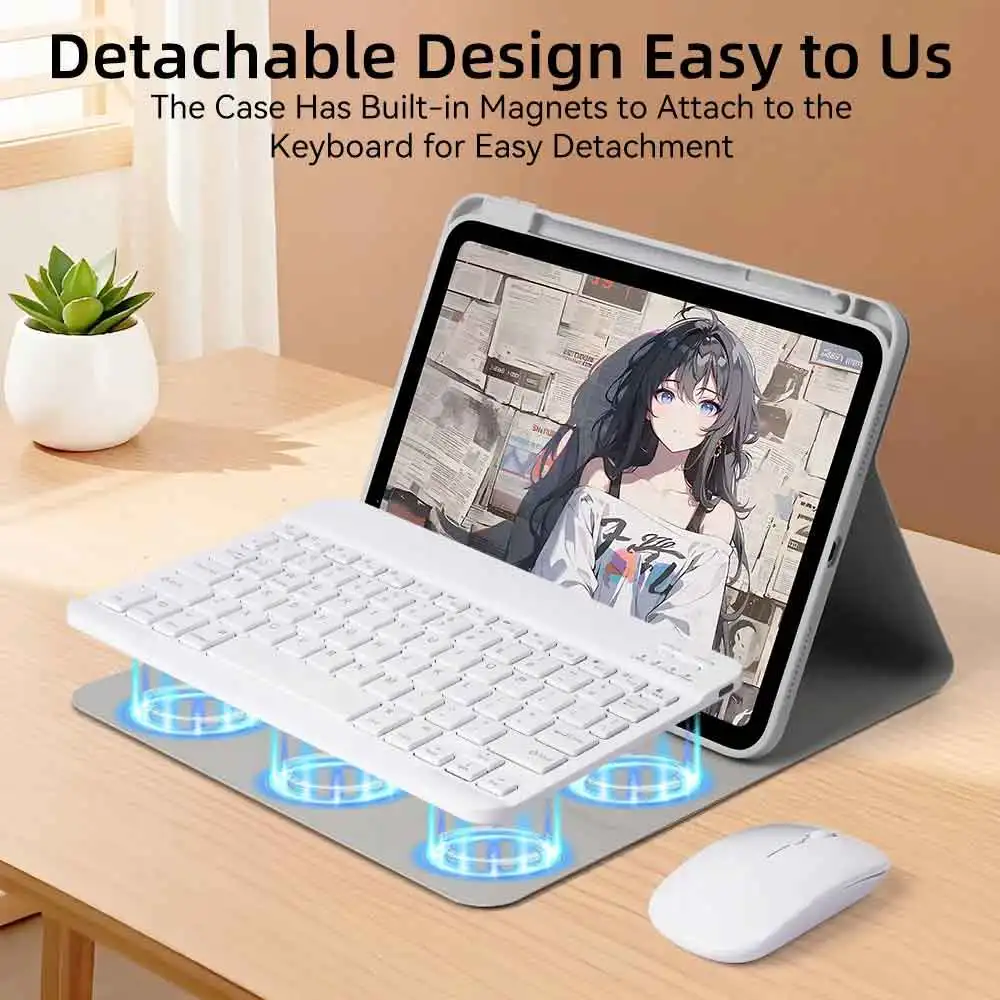 360° Rotation Detachable Magnetic Acrylic Tablet Keyboard Case