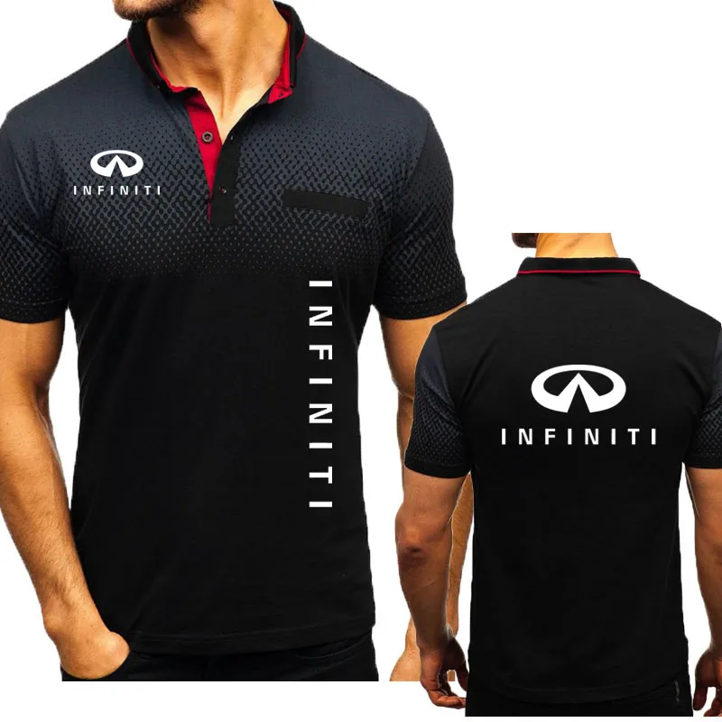 

Fashion Casual Men's Short Sleeves Infiniti car logo print 100% cotton Summer Hot sale High quality men's polo shirts t-shirts