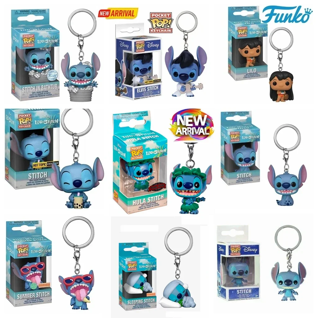 Funko Pop Disney Hula Stitch Elvis Sleeping Stitch In Vasca Da Bagno Summer Stitch Portachiavi Toy Tiki Stitch Lilo Scrump Portachiavi Toys