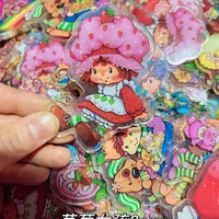 Cartoon Anime Strawberry Shortcake Acrylic Patch,2/4cm Double Transparent Handmade DIY key chains Material accessory Wholesale