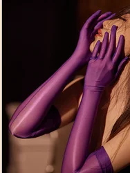 Women's Wedding Allure Elegant Gloves Sexy Glossy Ultrathin Sheer See Through Five Finger Gloves Sunscreen Driving Masturbation
