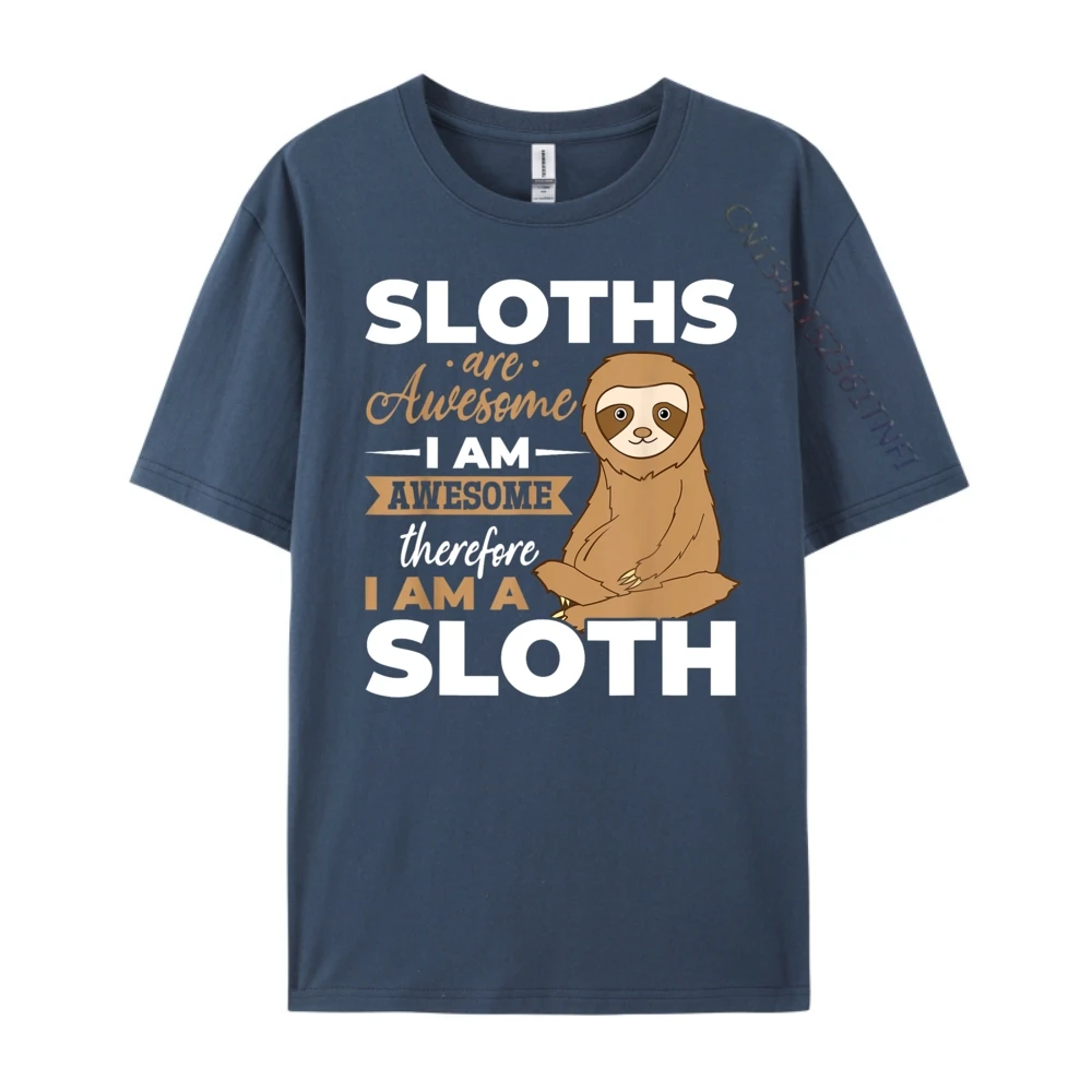 Sloth Animals Sloths are Awesome Pure Cotton Female Short Sleeve Tees Geek NEW YEAR DAY Tshirts Group T-Shirt Loose O Neck Sloth Animals Sloths are Awesome navy