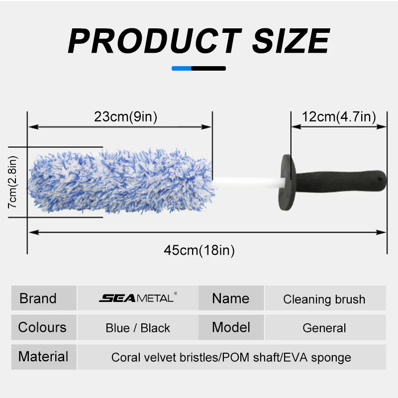 SEAMETAL Car Wash Brush Plush Premium Wheels Brush Non-Slip Handle Easy To Cleaning Rims Spokes Wheel Barrel Cleaning Mitt 2
