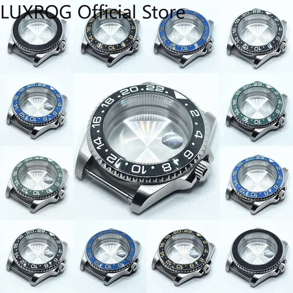 Stainless Steel 40MM Black Blue Ceramic Insert Watch Case