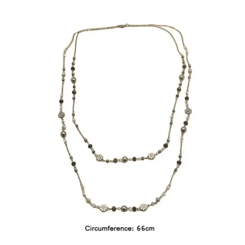 Bohemian Double-layer Flower Necklace Long Beaded Sweater