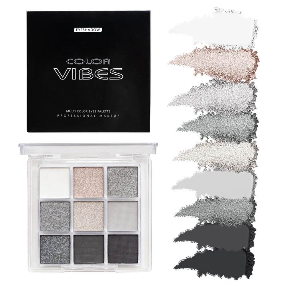 9 Colors Cool Toned Eyeshadow Palette Black Smokey Palette Matte Glitter Eyeshadow Smoky Eye Shadow Eye Pigments Palett eye shadow eye shadow plate