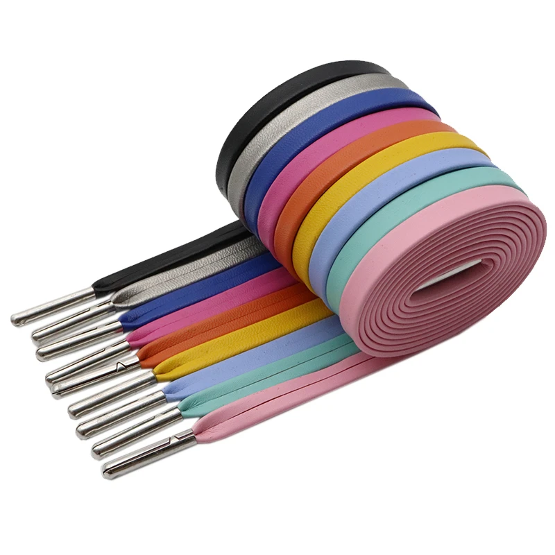 Weiou Classical All Matched Boots Sneakers Canvas Shoelaces 0.7 Cm Flat Solid Metallic Shoelaces 31 Colors With Silver Metal Tip