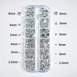 Multicolor 3D Pearl Nail Charms - Flat Bottom Art Decorations (M8101 - 12)