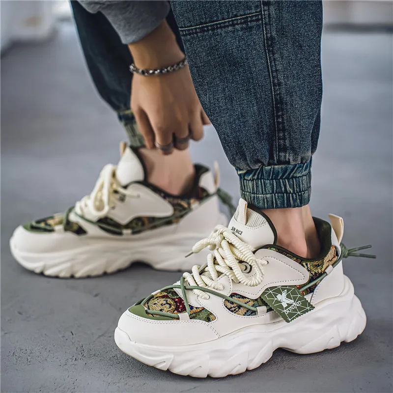 Men's thick soled casual sports shoes breathable soft sole four season non slip fashion running shoes student outdoor sneakers - Image 4