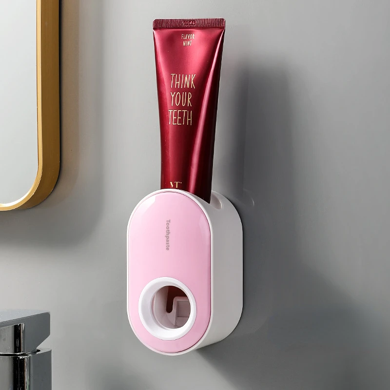 Automatic Toothpaste Dispenser Wall Mount Bathroom Accessories Waterproof Toothpaste Squeezer Toothbrush Holder