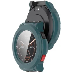 Durable PC Watch Case with Tempered Glass Screen Protector and Anti-Scratch Cover for Mibro Gs pro (Green)