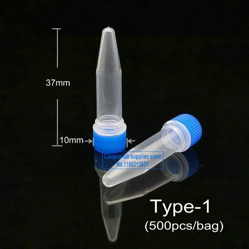 500pcs/lot 0.5ml Plastic Freezing Tube Lab Cryovial Silica Gel Gasket Vials V-bottomed/Flat-bottomed Test Tube