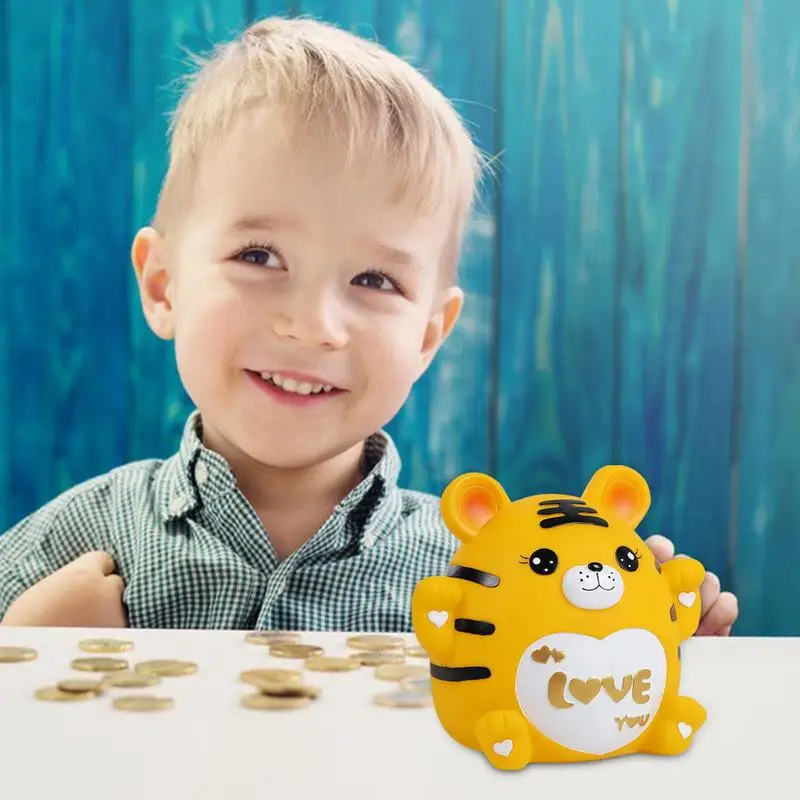 Kids Banks For Real Money Drop-proof Cute PVC Tiger Money Bank Large Capacity Toddler Financial Management Toy Cartoon Animal