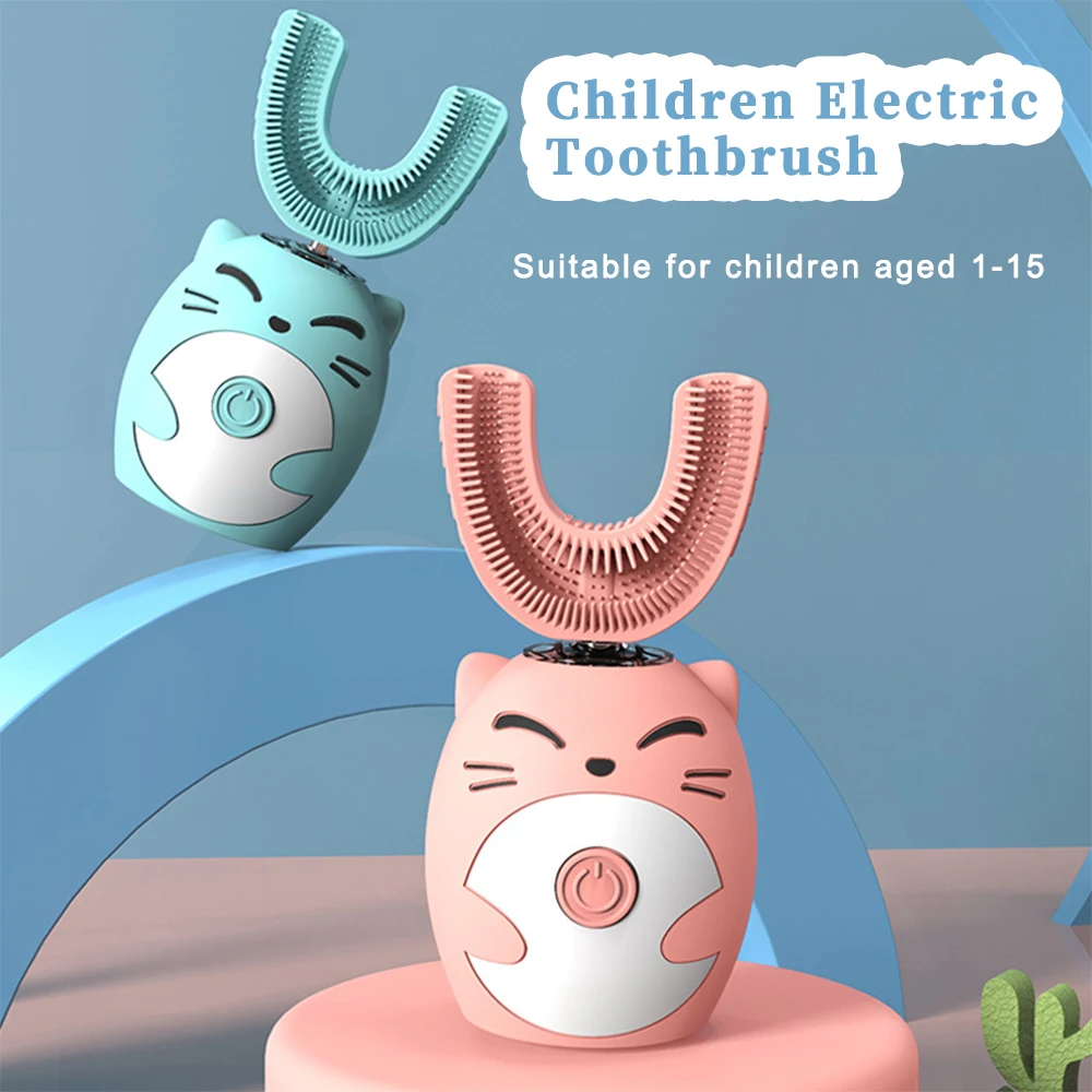 Sonic Electric toothbrush Silicone Children\'s 360 Degrees Clean Automatic USB Rechargeable Smart kids toothbrush u shape Child\'s