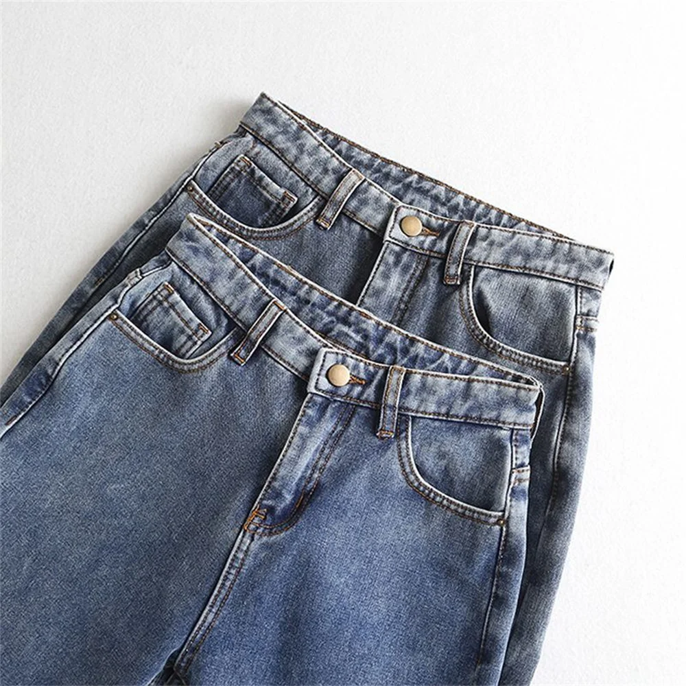 2022 Winter Cashmere Super Warm Jeans Women Mid Waist Snow Wear Thick Plus Velvet Denim Pants Casual Blue Skinny Pencil Vaqueros