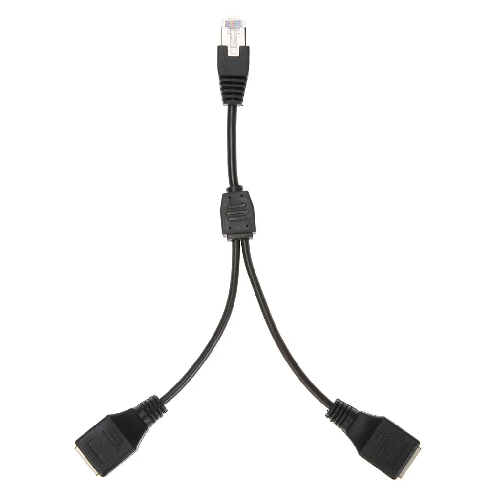 DSL 네트워크 RJ45 남성-2개 여성형 분배기 어댑터 커넥터 케이블 검정색