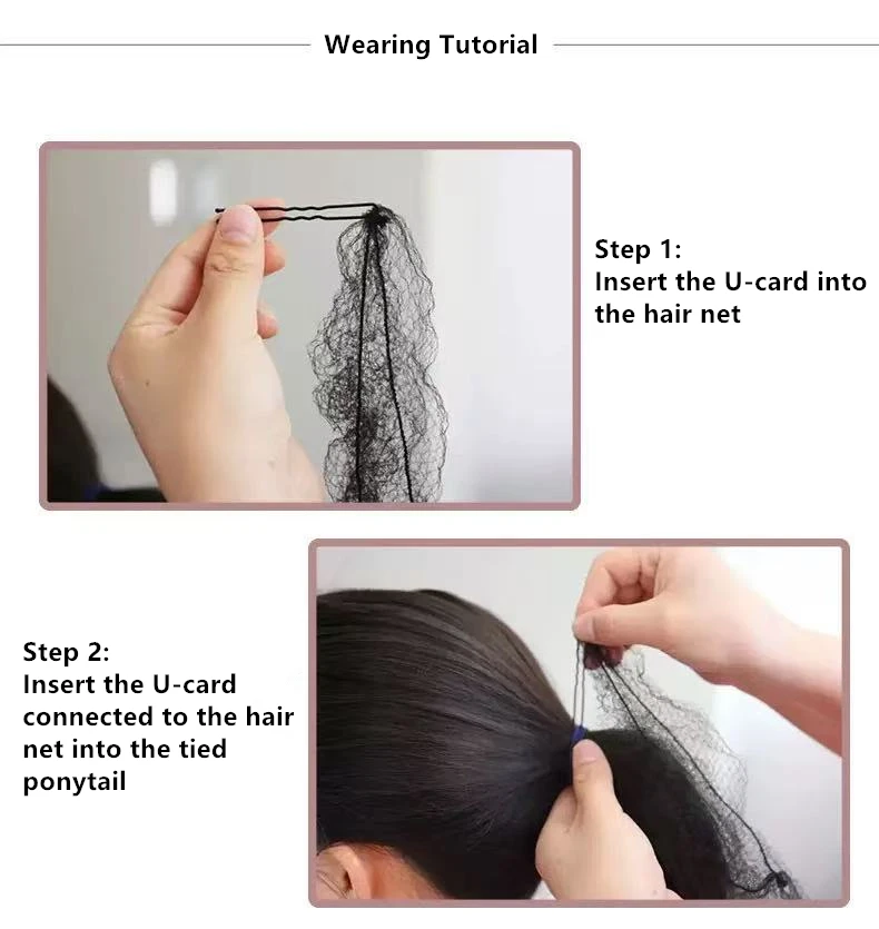20Pcs Black Invisible Hair Nets Disposable Nylon Hairnet 24-48 Inch Elastic Edge Wig Cap For Food Service Daily Use
