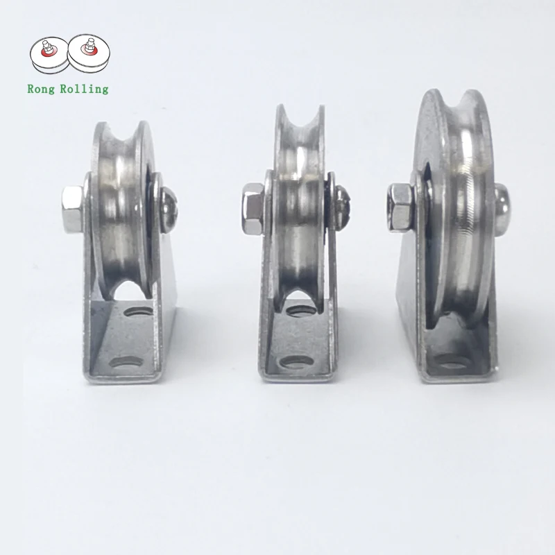 304 Stainless Steel Sliding U Groove Roller Wheels with Single 635ZZ Bearing Wire Rope Pulley Fixed Pulley