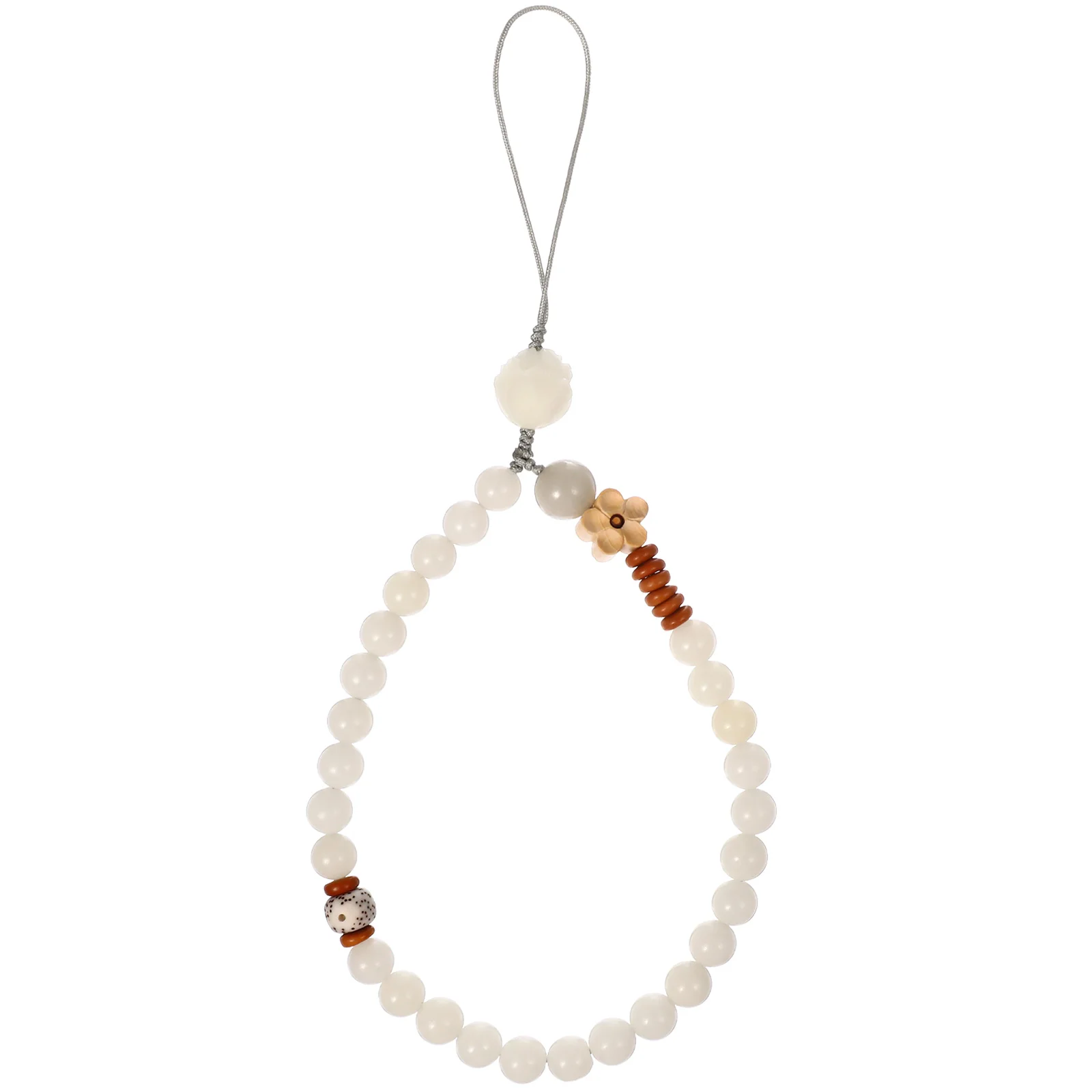 

UKCOCO White Jade Bodhi Phone Short Chain Creative Phone Lanyard Bracelet Phone Strap Decoration Wrist Chain Chinese Style