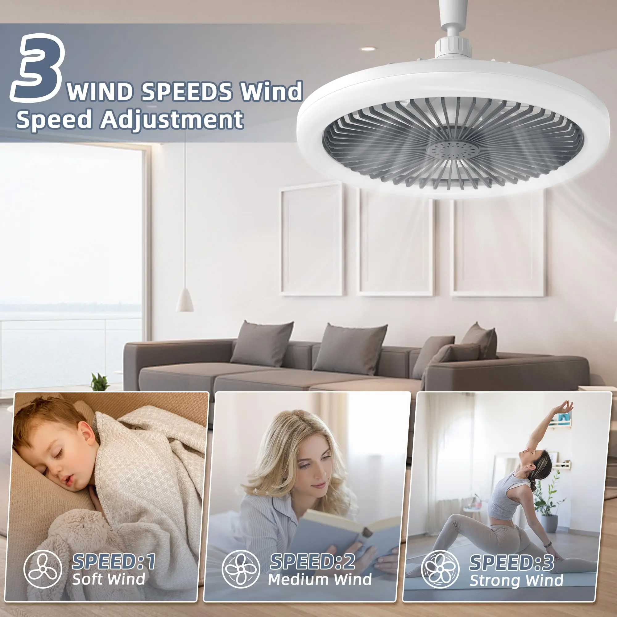 IRALAN Modern  ceiling fan with light LED Fan Light E27 Screw Fan Light Remote Control  Light Fan Ceiling Room decoration 4