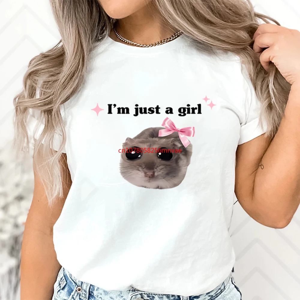 

Sad Hamster Tshirt I'm Just A Girl T-Shirt Cute Sad Hamster Shirts Aesthetic Clothes Unisex Short Sleeves Tops Animal Lover Gift