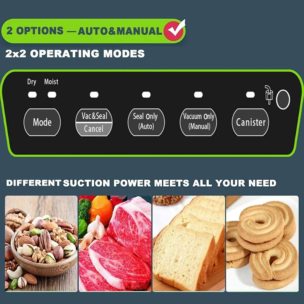 Precision Vacuum Machine,Pro Food Sealer with Built-in Cutter and Bag Storage(Up To 20 Feet Length), Both Auto&Manual Options