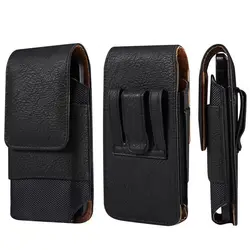 Genuine Leather Belt Clip Phone Case Holder for Men - Waist Bag and Holster Pouch (Black)