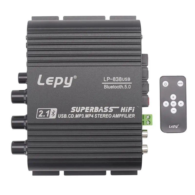 LEPY 838 USB 블루투스 서브우퍼 앰프 HIFI 2.1 12V 자동차 홈 앰프 U 디스크 무손실 4-8 옴 스피커에 적합