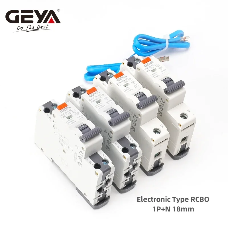 Circuit Breaker GEYA GYR10N-40 Electronic Type RCBO 18mm 230V 1P+N 6KA Residual Current Over Current Protection Max 40A