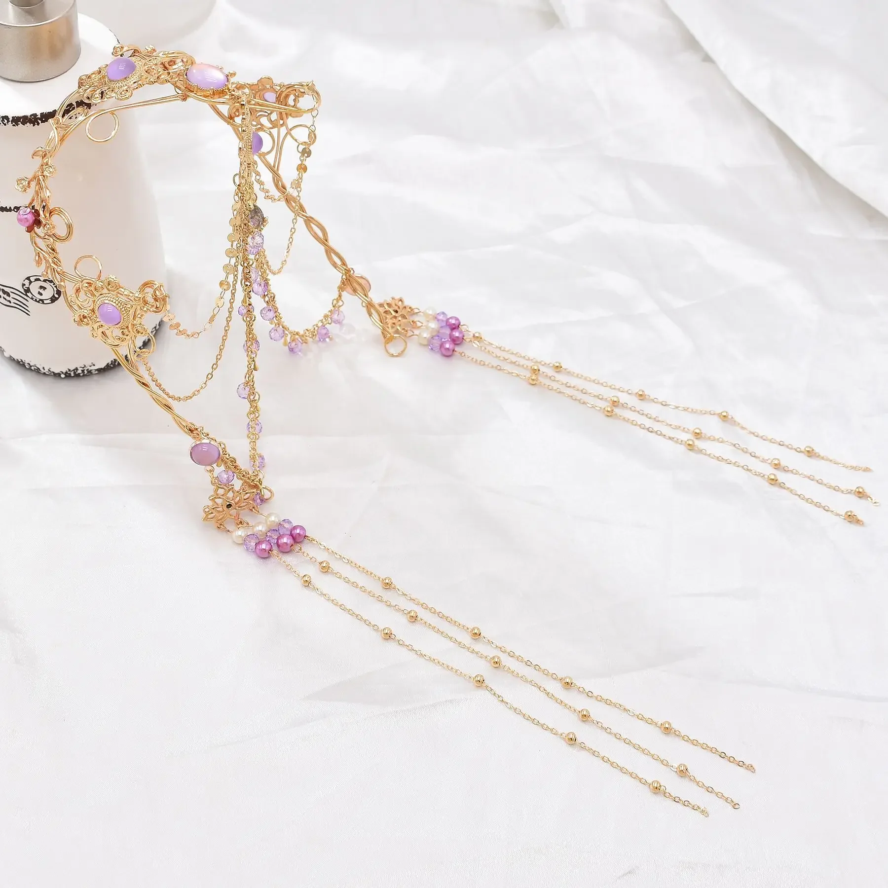 Romantic Wedding Shiny Headband Headdress Princess Jewelry Gift Bead FlowerChain Hair Headwear Girl