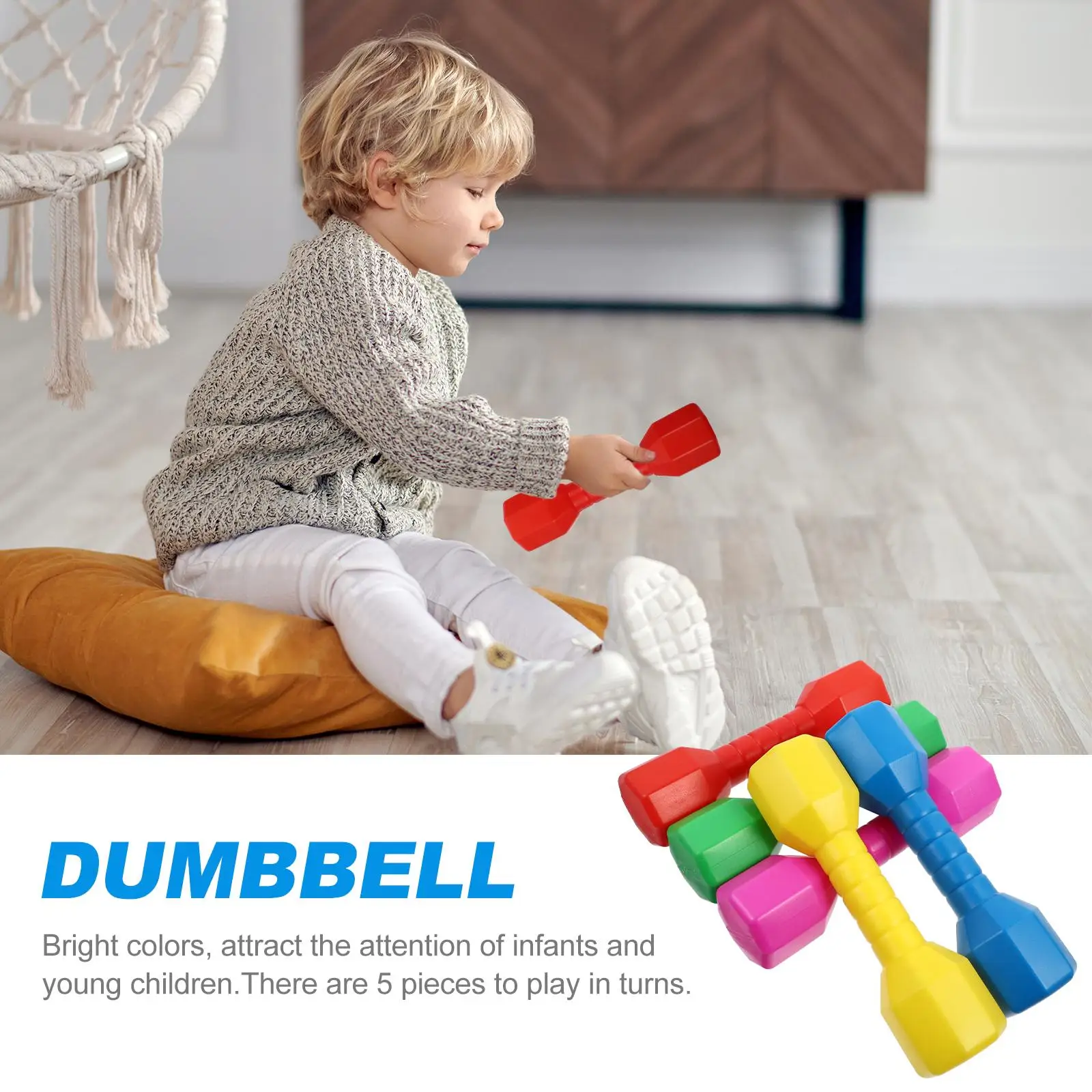 5 Pcs Baby Hand Grasp Dumbbell Children Fitness Toy Kids Plastic Hand Dumbbell Mini Toys Equipment Dumbbells Fitness Body