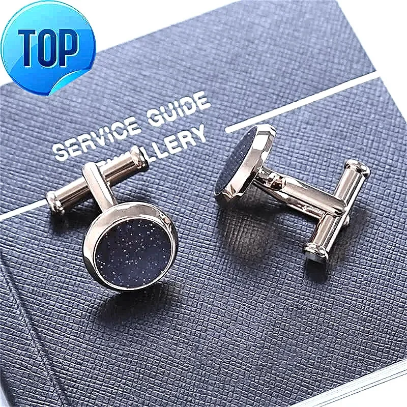 

Luxury MB Classic Design Cuff Link with Six Star Branding Round Copper Stamping And Mirror Surface Cufflinks Button Box Set